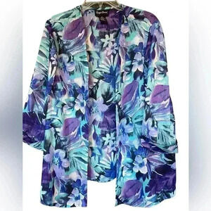 Maggie Barnes Sheer Lightweight Floral Cardigan/Cover Up Size 14-16